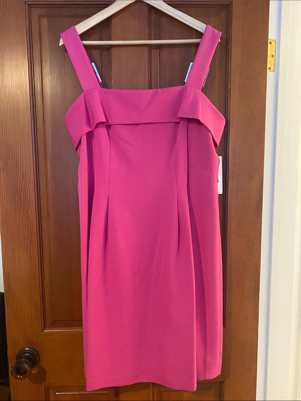 DKNY Fuchsia Square-Neck Midi Dress